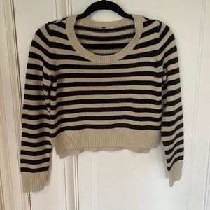 Beige & Black Striped Knit Sweater